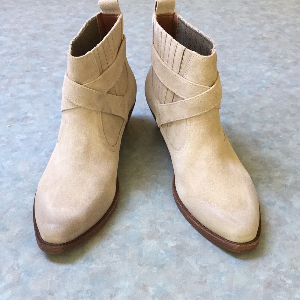 All Saints beige suede boots